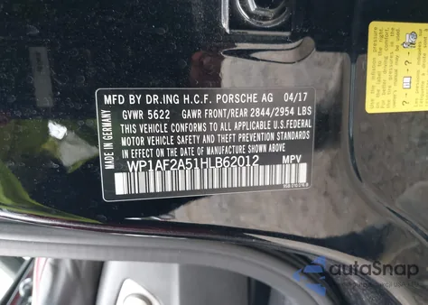 2017 Porsche Macan Turbo W/Performance Package from USA, damaged, VIN WP1AF2A51HLB62012